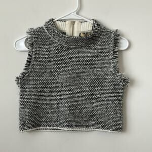 Paola Bernardi Two Piece SET Black And White Tweed Skirt Top Set Size: XS